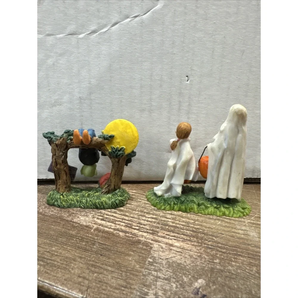 Vintage Child In Ghost Costume Halloween Figurines